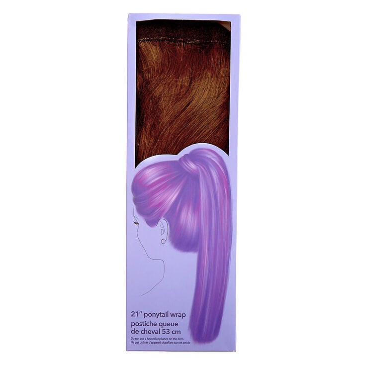 Claire's Bandeau avec fausse queue de cheval en cheveux raides - Brun