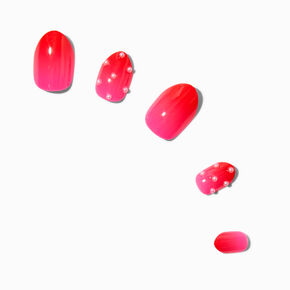 Red Ombr&eacute; Pearl Stiletto Press On Vegan Faux Nail Set - 24 Pack,