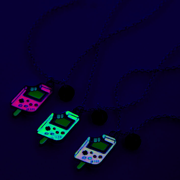 Best Friends Glow-In-The-Dark Video Game Ice Cream Pendant Necklaces - 3 Pack,
