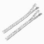 Silver Cubic Zirconia Baguette 3&quot; Linear Drop Earrings,