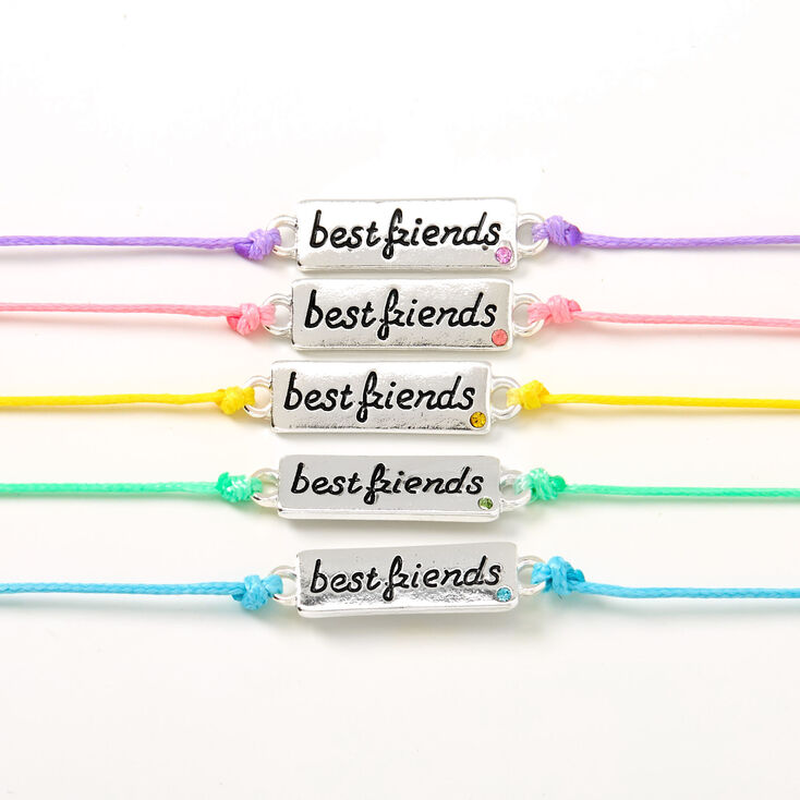 Best Friends Pastel Plaque Adjustable Friendship Bracelets - 5 Pack,