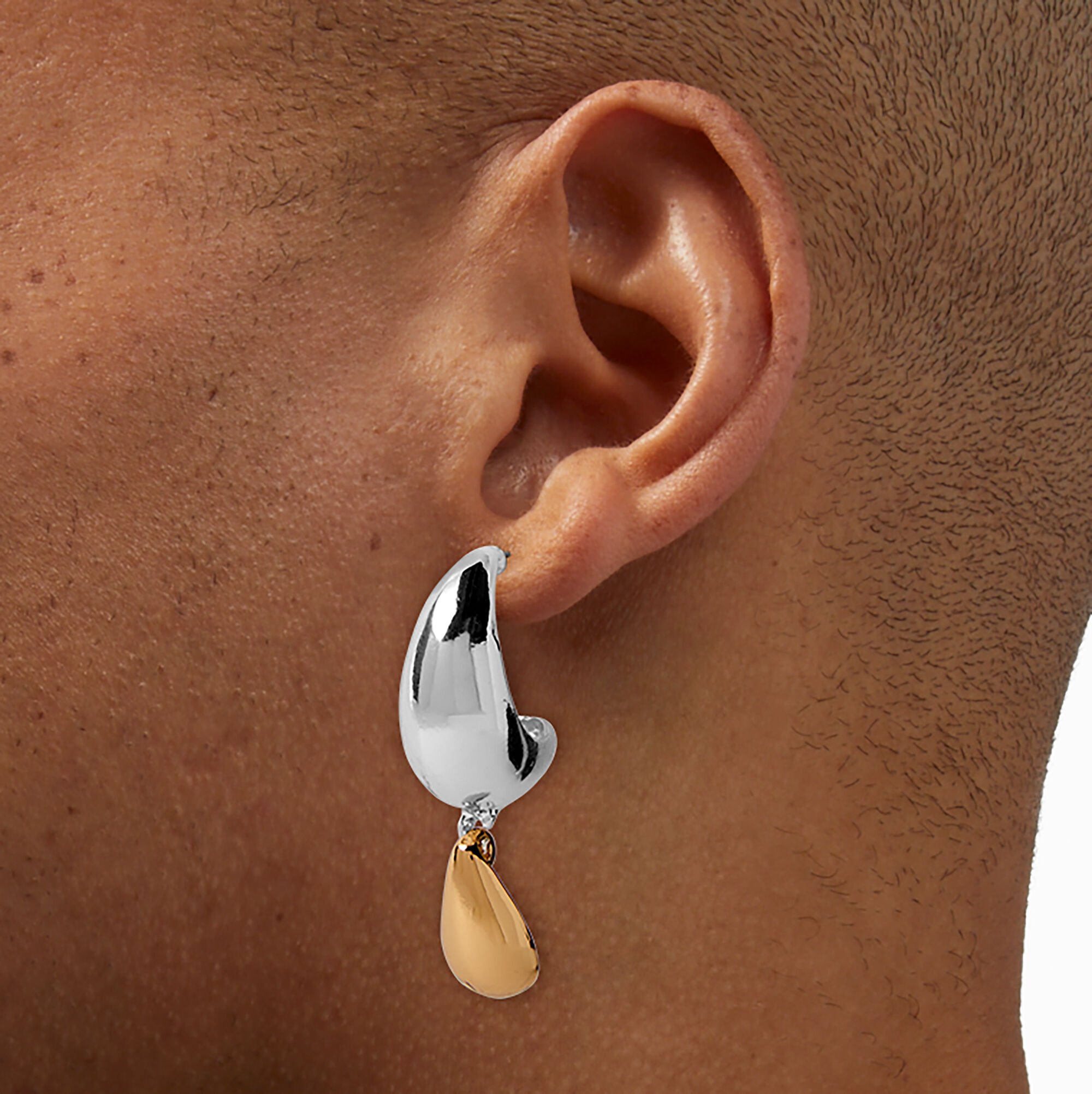 Mixed Metal Teardrop Drop Earrings,