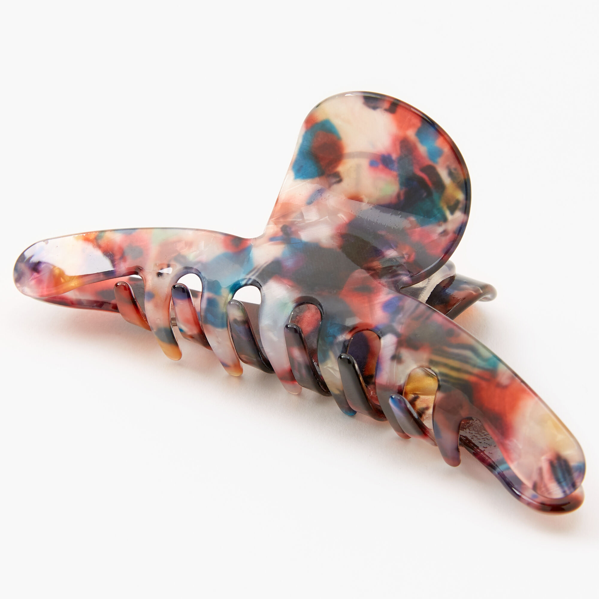 Medium Thin Rainbow Marble Hair Claw,