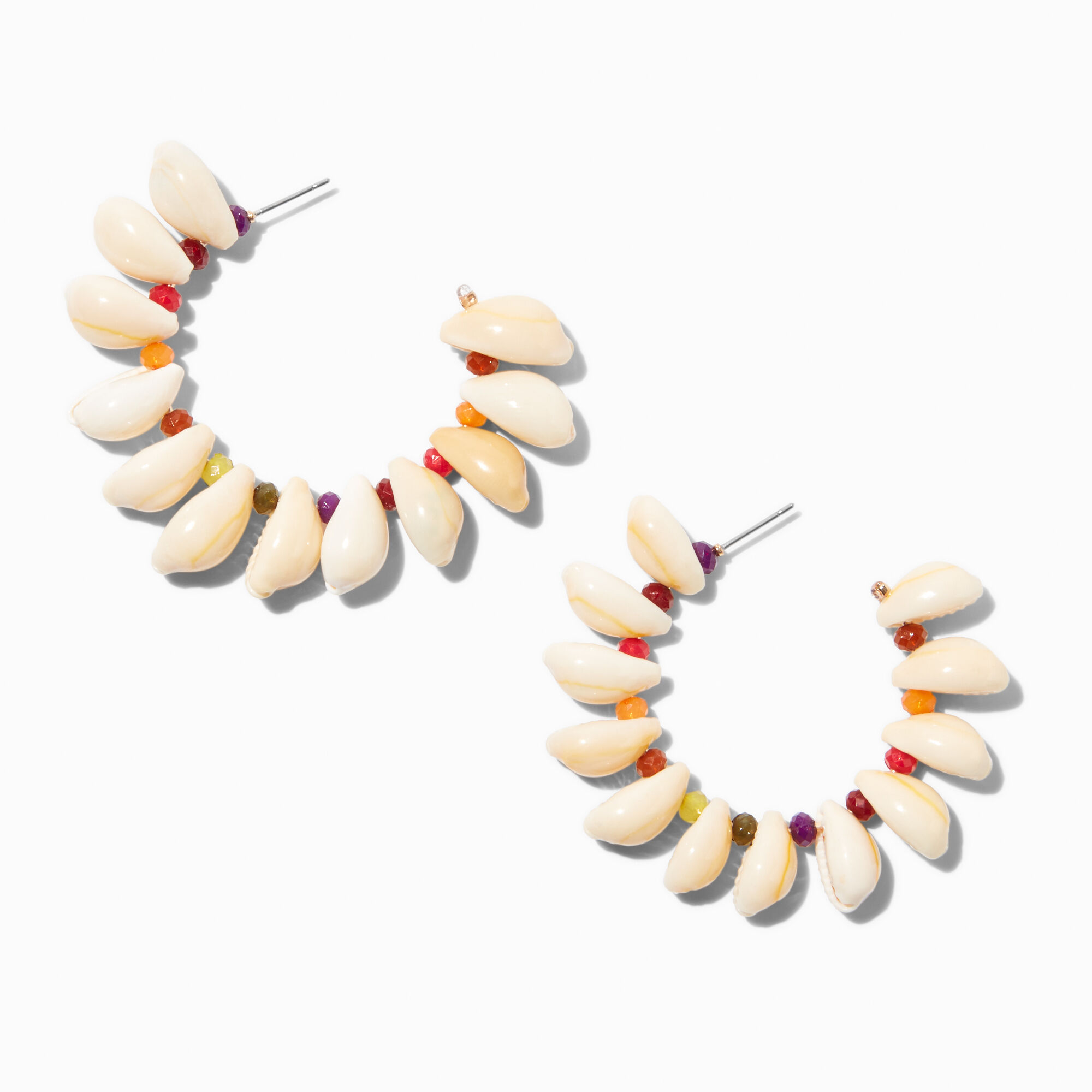 View Claires Cowrie Shell Tone 50MM Hoop Earrings Gold information