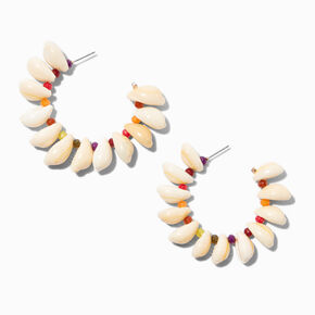 Cowrie Shell Gold-tone 50MM Hoop Earrings ,