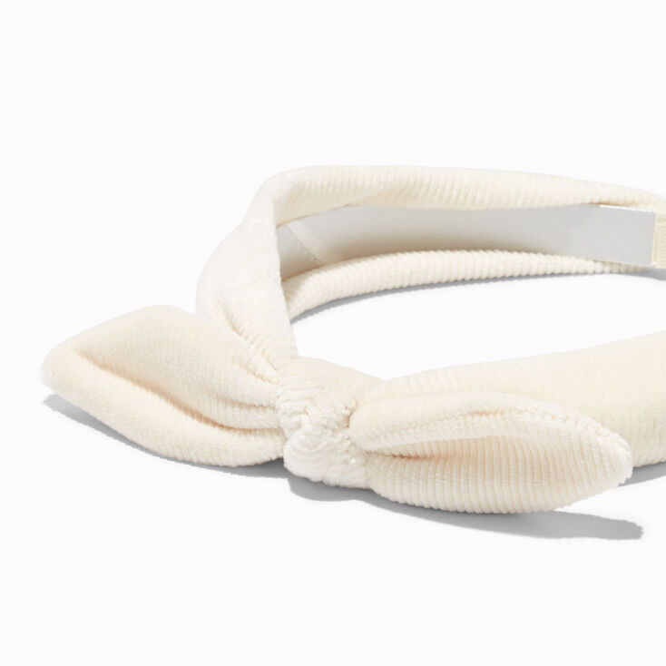 Claire&#39;s Club Ivory Corduroy Bow Headband,