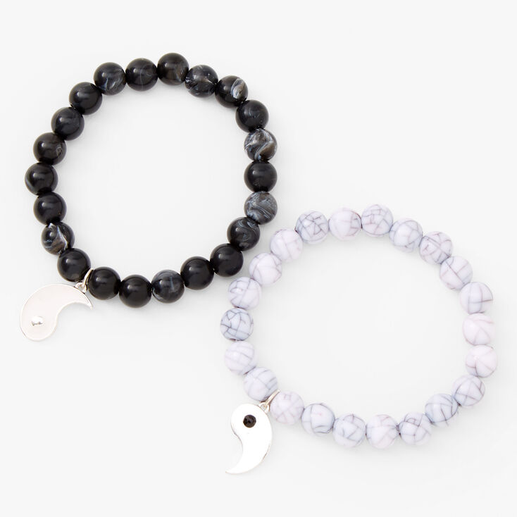Yin Yang Marble Beaded Stretch Bracelets - 2 Pack,