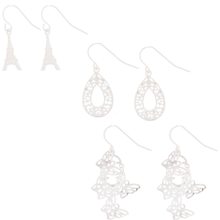 Claire's Lot de 3 paires de clous variés 2,5 cm couleur argenté