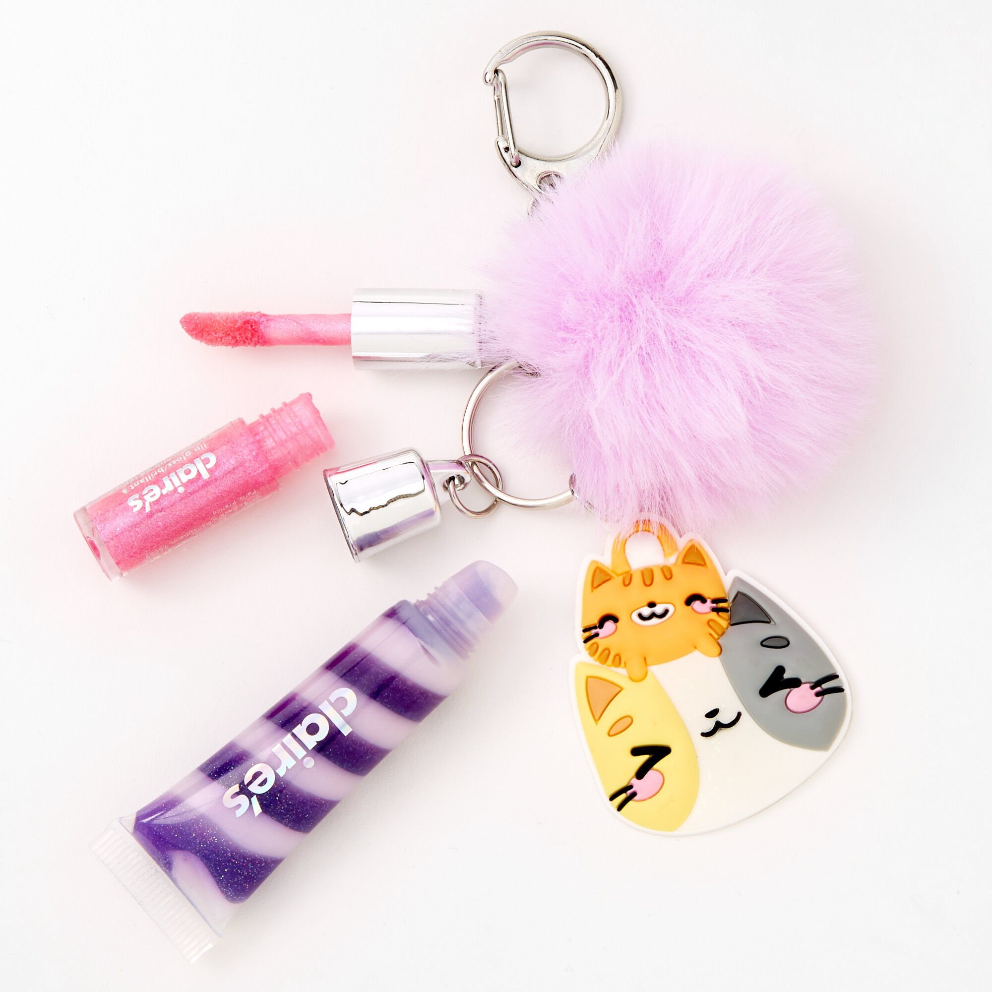 Purple Cats Lip Gloss Keychain,