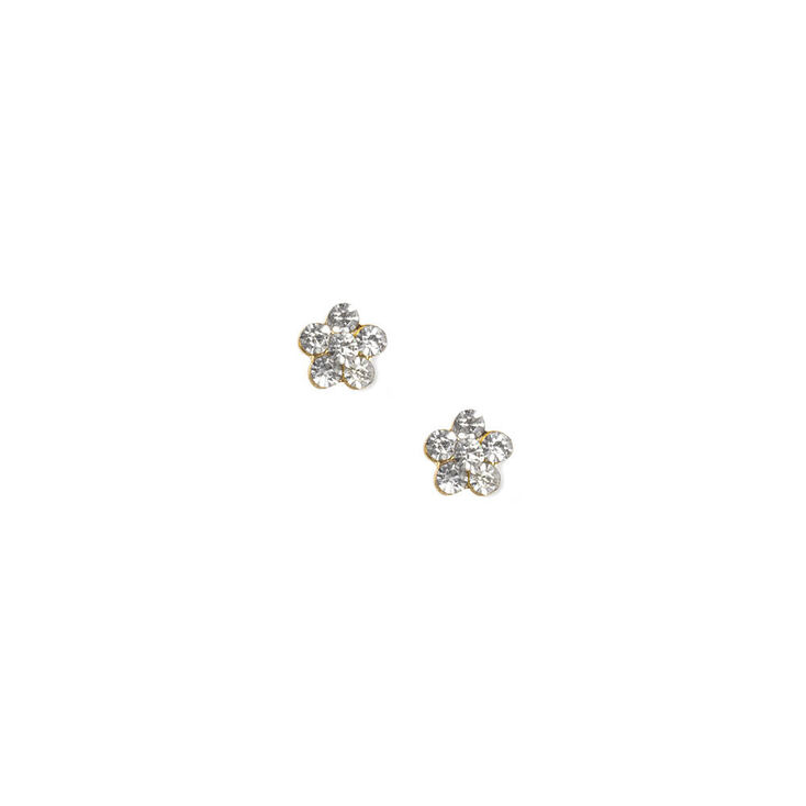 18k Gold Plated 5MM Crystal Flower Stud Earrings,