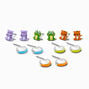 Hippo, Frog &amp; Tiger Mixed Earring Set - 6 Pack,