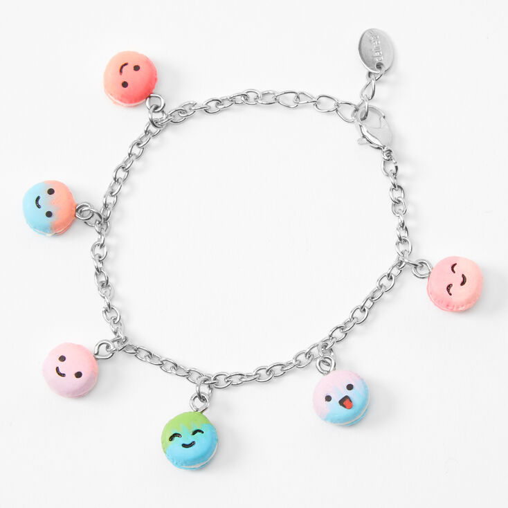 Silver Rainbow Macaron Charm Bracelet,