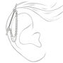 Silver Double Chain Faux Industrial Earring,