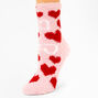 Valentine&#39;s Day Heart Print Fuzzy Crew Socks,