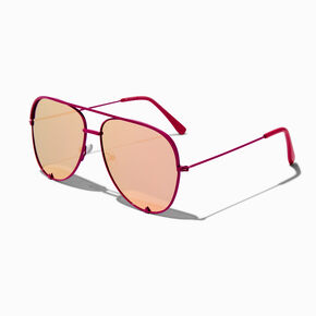 Fuchsia Rim Aviator Sunglasses,