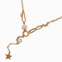 Gold-tone Paperclip Star Charm Y-Neck Necklace,