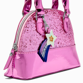 Claire&#39;s Starry Pink Glitter Shoulder Bag,