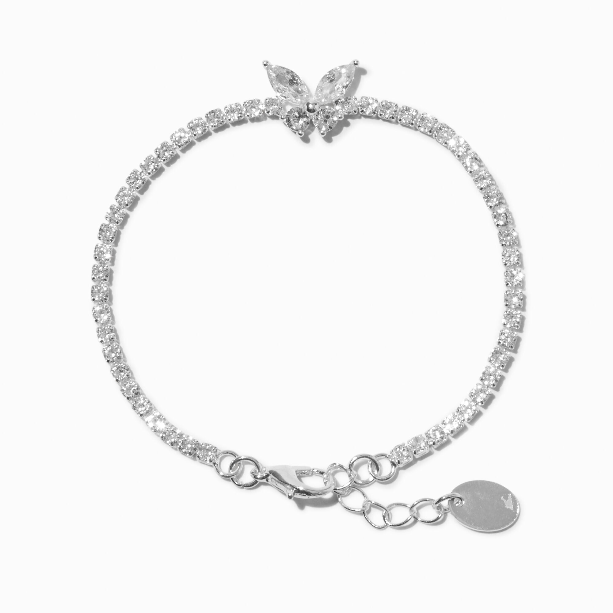 View Claires Cubic Zirconia Butterfly Tennis Bracelet Tone Silver information