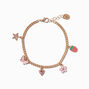 Gold-tone Strawberry Charm Curb Bracelet,