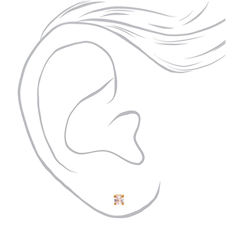 18ct Gold Plated Cubic Zirconia 5MM Square Stud Earrings,