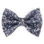 Glitter Mini Hair Bow Clip - Slate Grey,