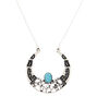 Silver Crescent Moon Long Pendant Necklace,
