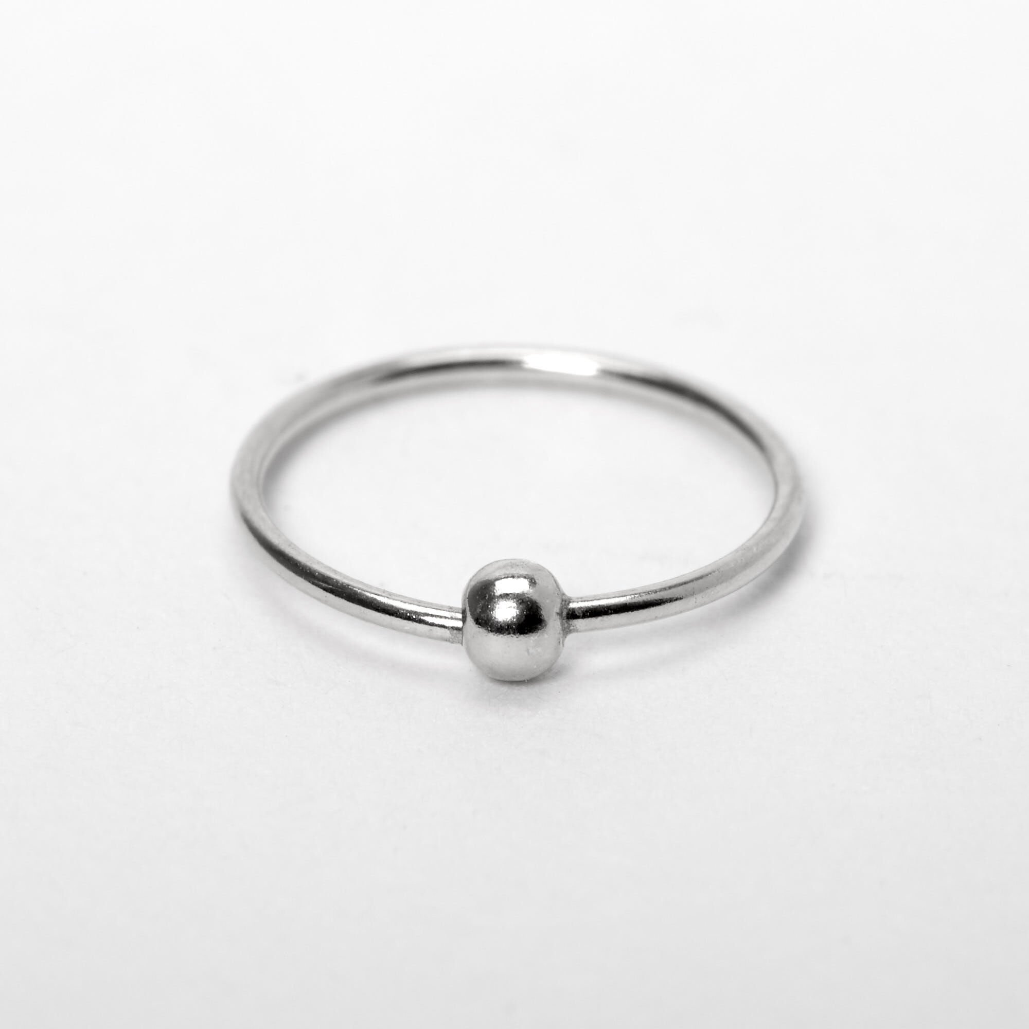 22G Sterling Silver Beaded Nose Ring,