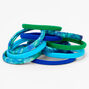 Blue &amp; Green Solid Tie Dye Rolled Hair Bobbles - 10 Pack,