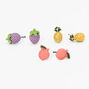 Fruit Peach Pineapple Grapes Stud Earrings - 3 Pack,