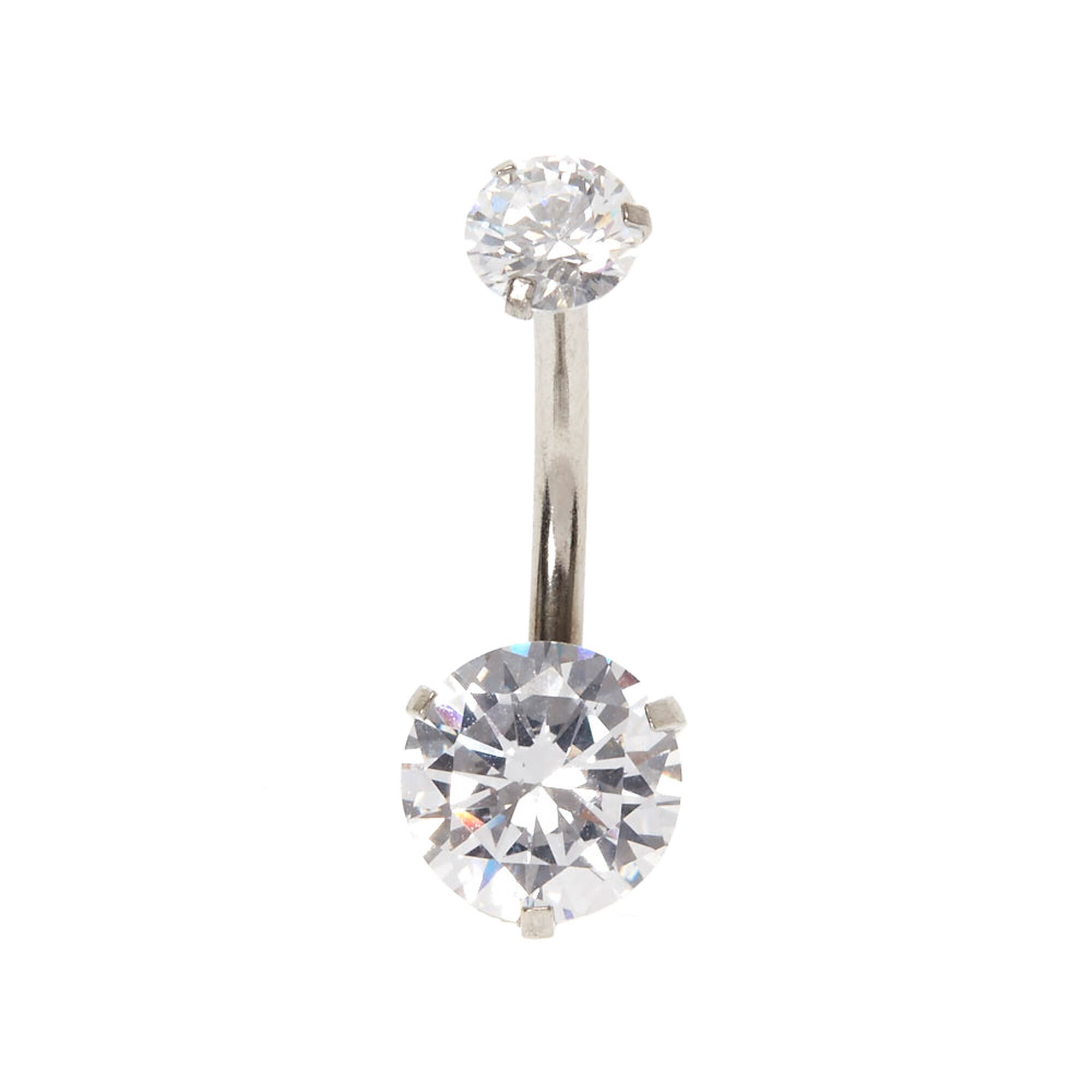 14G Round Cubic Zirconia Belly Bar | Claire's US