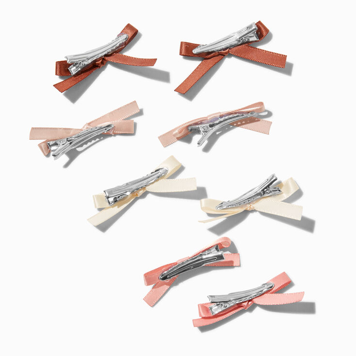 Boho Mini Hair Bow Clips - 8 Pack,
