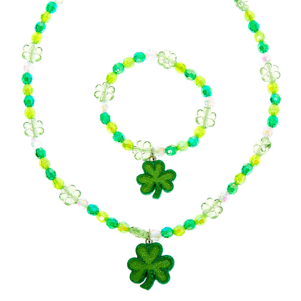 Shamrock Beaded Jewellery Set - Green, 2 Pack,