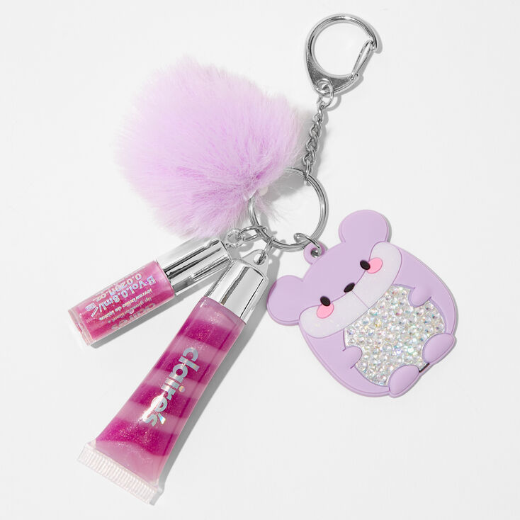 Purple Chipmunk Bling Lip Gloss Keychain,