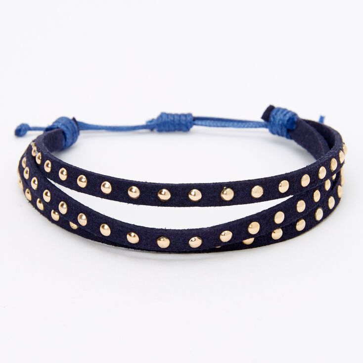 Claire's Bracelet réglable incrusté couleur dorée - Bleu marine