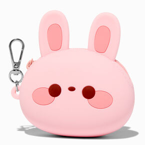 Pink Bunny Jelly Coin Purse Keychain,