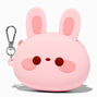 Pink Bunny Jelly Coin Purse Keychain,