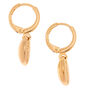 Gold 10MM Cowrie Shell Huggie Hoop Earrings,