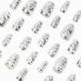 Silver Fleck Coffin Vegan Faux Nail Set - 24 Pack,