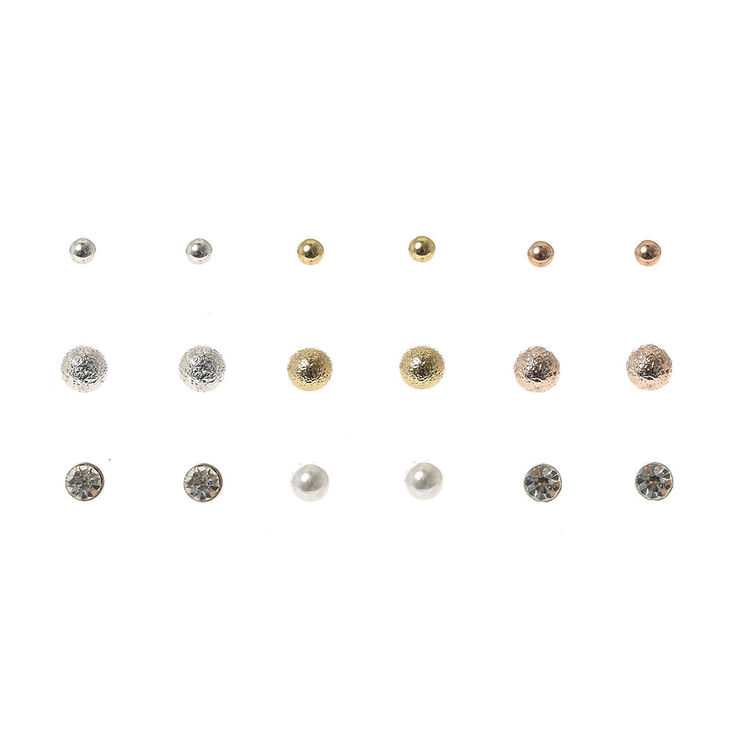 Claire's Lot de 9 clous d’oreilles couleur doré effet sablé