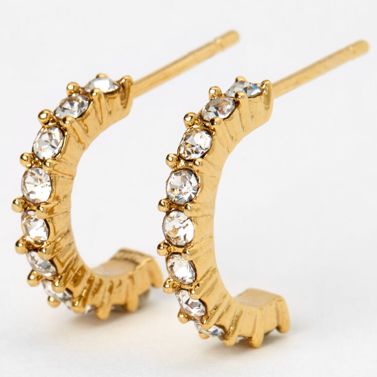18ct Gold Plated Crystal Half Hoop Earrings,