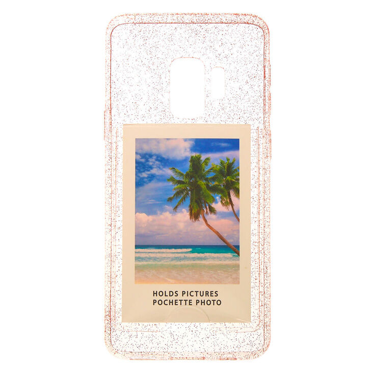 Pink Glitter Instax Mini Pocket Phone Case - Fits Samsung Galaxy S9,