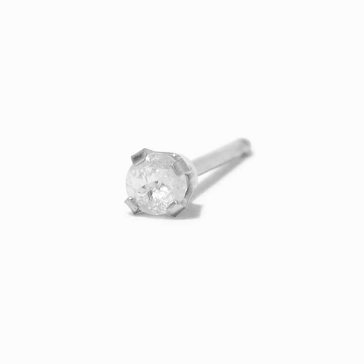 9ct Silver Rhodium Plated 0.05 ct tw Single Laboratory Grown Diamond Stud Ear Piercing Kit with After Care Lotion,