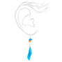 Silver 2&quot; Unicorn Feather Drop Earrings - Turquoise,
