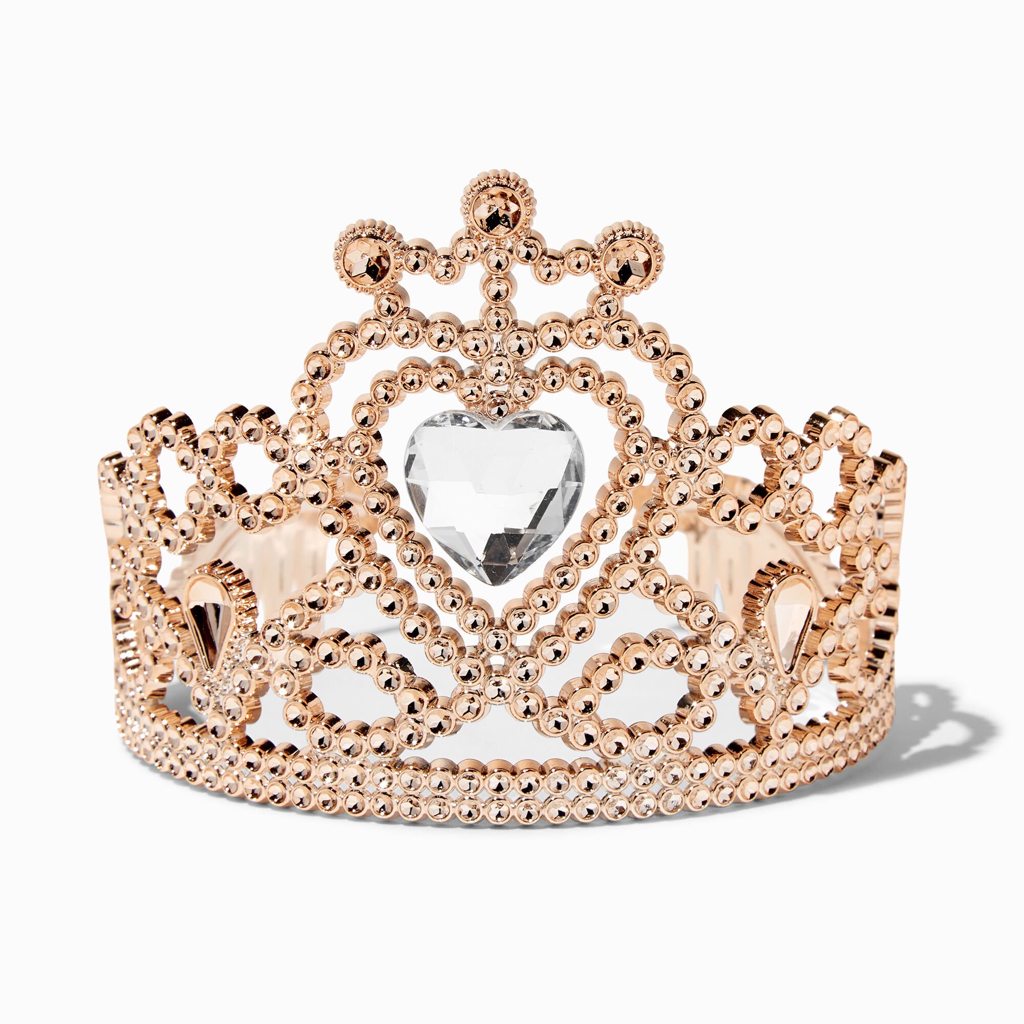 Couronne avec pendentif cœur couleur doré rose Claire's Club,