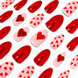 Red Hearts &amp; Foil Stiletto Press On Faux Nail Set - 24 Pack,
