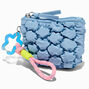Blue Puffy Nylon Wristlet Coin Purse,