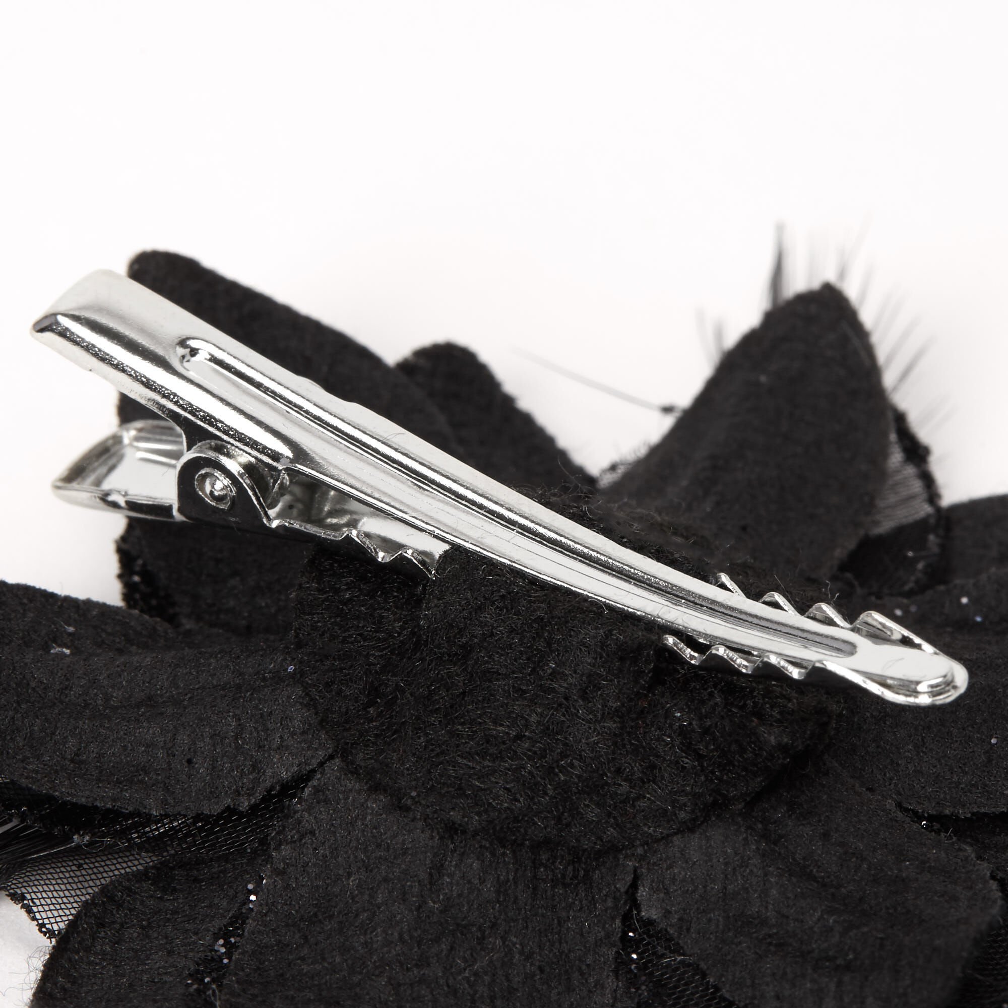 Lily Flower Feather Hair Clips - Black, 2 Pack,