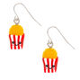 Silver 1&quot; Happy Popcorn Drop Earrings - Red,