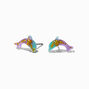 Clous d&#39;oreilles dauphin aluminium couleur dor&eacute;e,