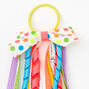 Rainbow Pom Pom Bow Ribbon Hair Tie,